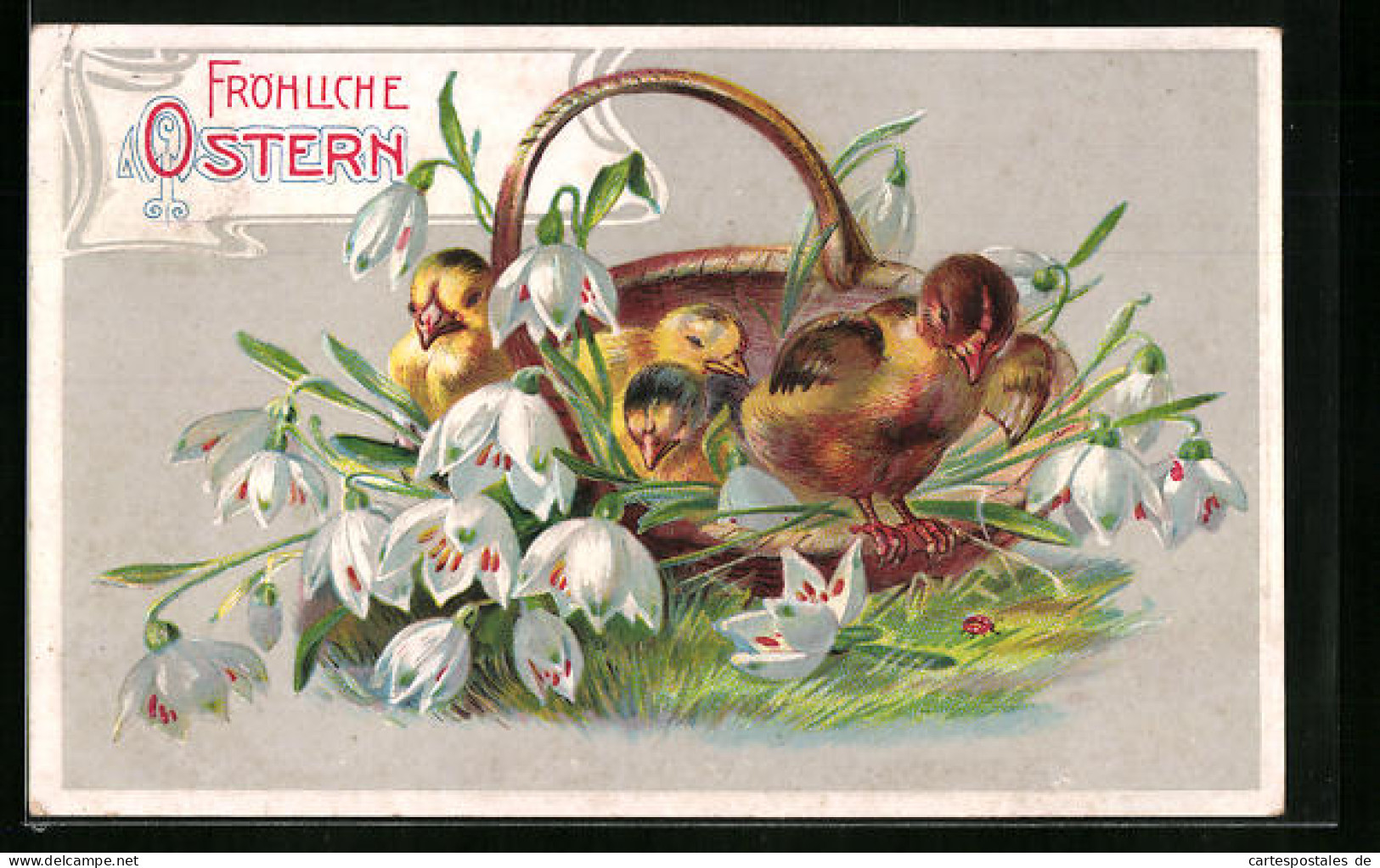 AK Osterküken Dösen Im Korb  - Easter