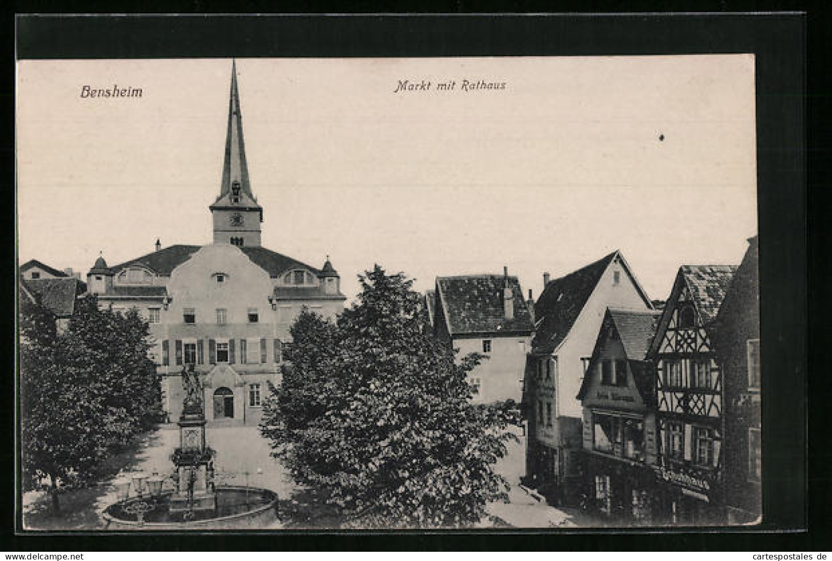 AK Bensheim, Markt Mit Rathaus Aus Der Vogelschau  - Bensheim