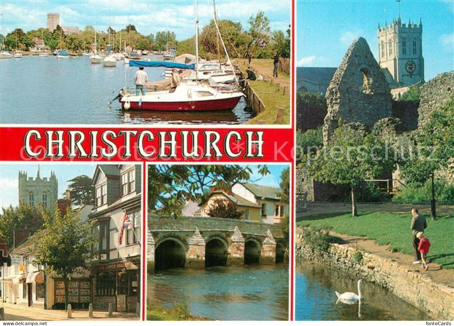 73607471 Christchurch Dorset Hafen Ortsmotive Bruecke Ruine Kathedrale Schwan  - Altri & Non Classificati