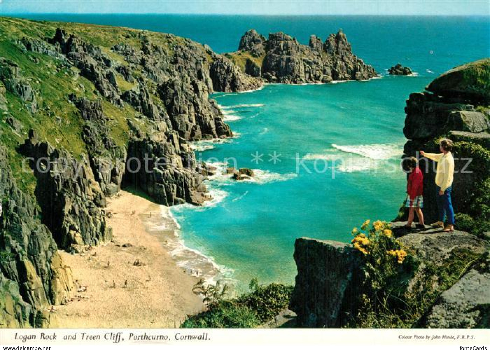 73607435 Porthcurno Logan Rock And Treen Cliff Beach Porthcurno - Autres & Non Classés