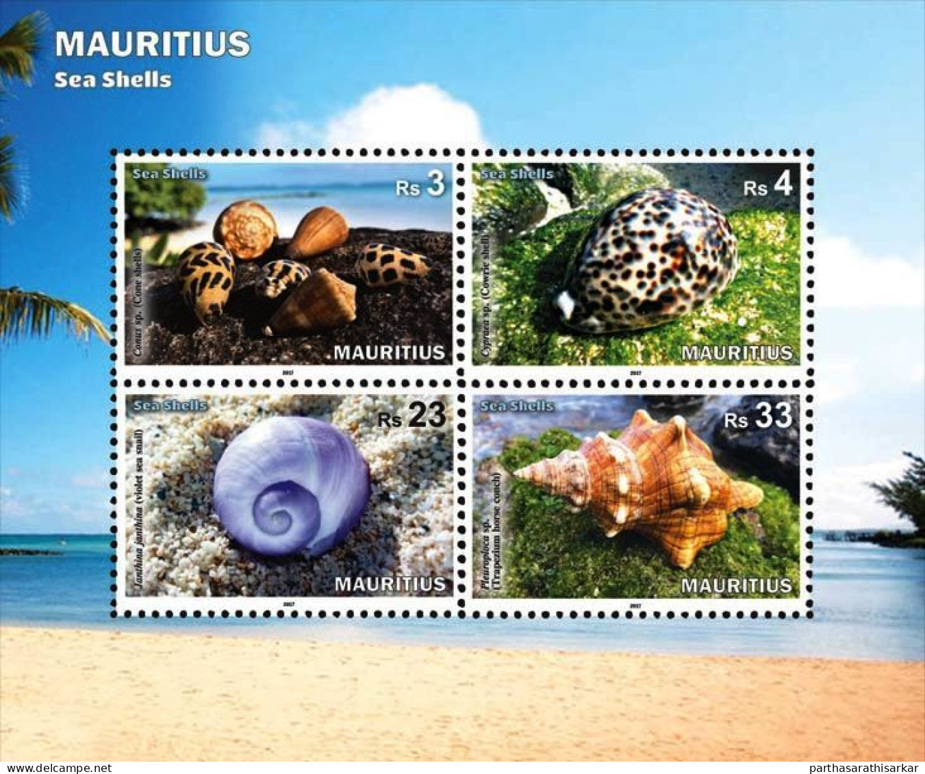 MAURITIUS 2017 SEA SHELLS MARINE LLIFE MINIATURE SHEET MS MNH - Meereswelt