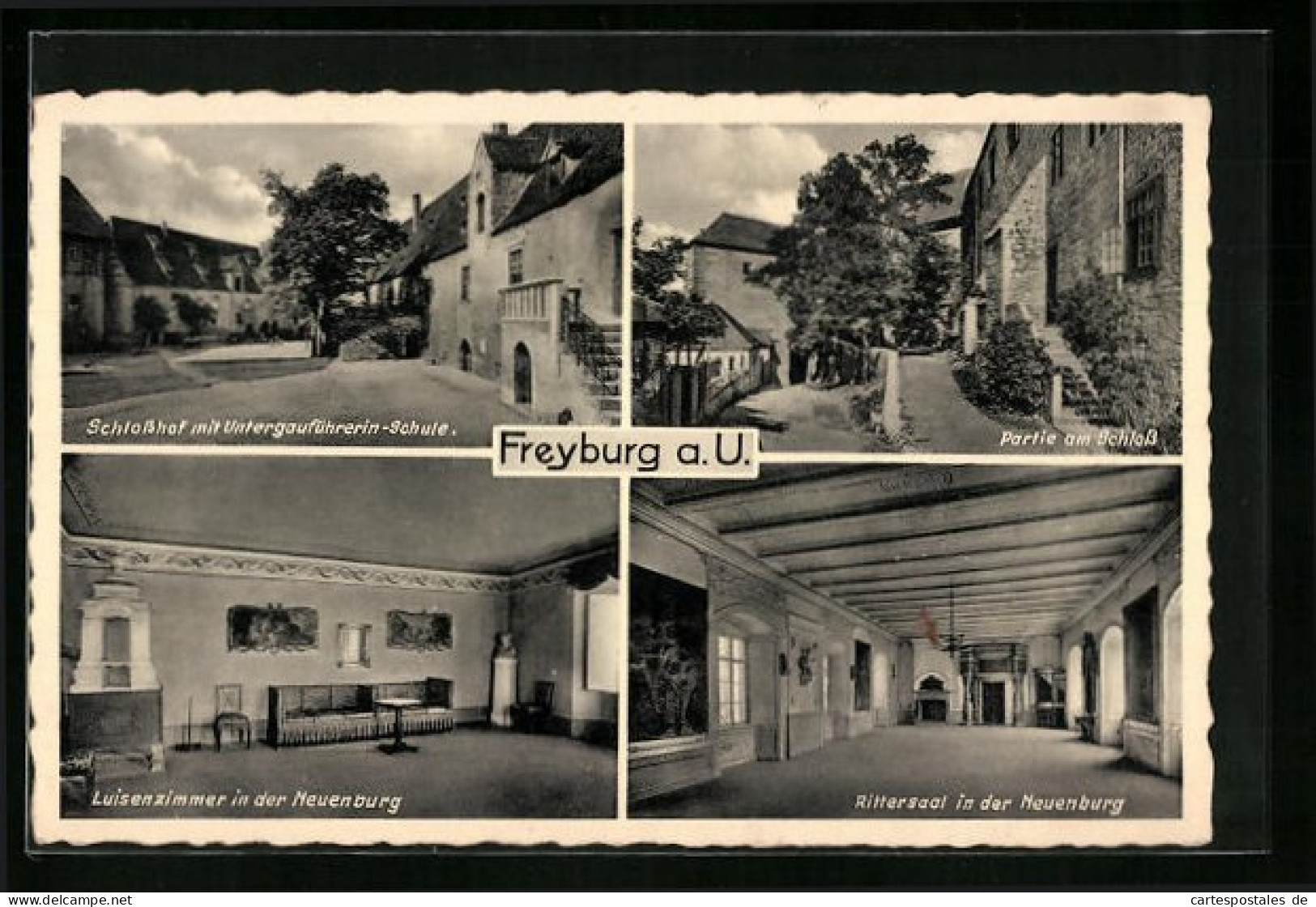 AK Freyburg A. U., Schlosshof Mit Untergauführerin-Schule, Rittersaal In Der Neuenburg, Innenansicht  - Freyburg A. D. Unstrut