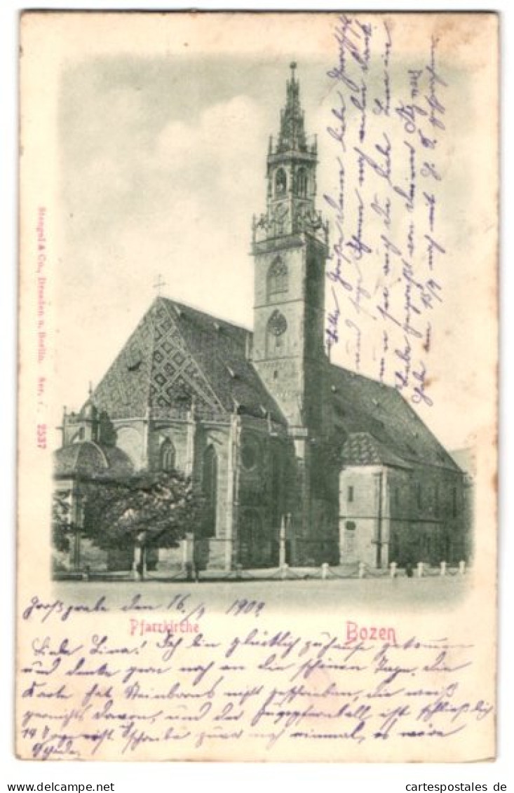 Rilievo-Cartolina Bozen, Ansicht Der Pfarrkirche  - Bolzano (Bozen)