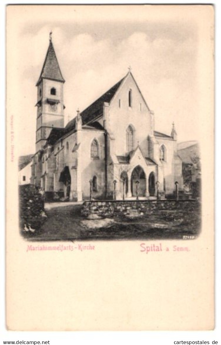 Relief-AK Spital A. Semm., Mariahimmelfahrts-Kirche Mit Friedhof  - Sonstige & Ohne Zuordnung