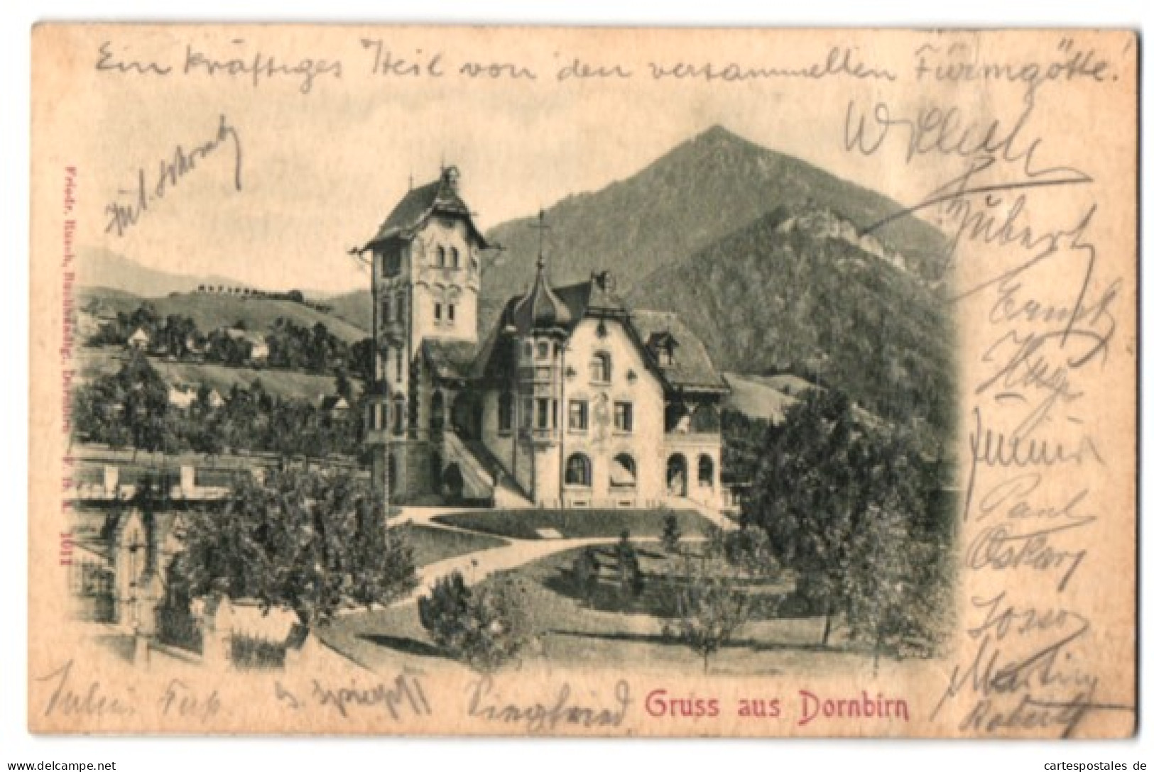 Relief-AK Dornbirn, Ansicht Der Villa Hämmerle Mit Grünanlagen  - Other & Unclassified