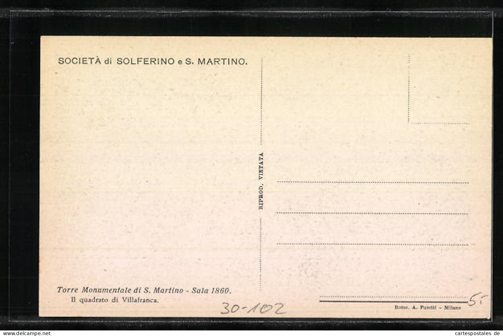 Cartolina Torre Monumentale Di S. Martino - Sala 1860, Il Quadrato Di Villafranca, Italienischer Unabhängigkeitskrieg  - Sonstige & Ohne Zuordnung