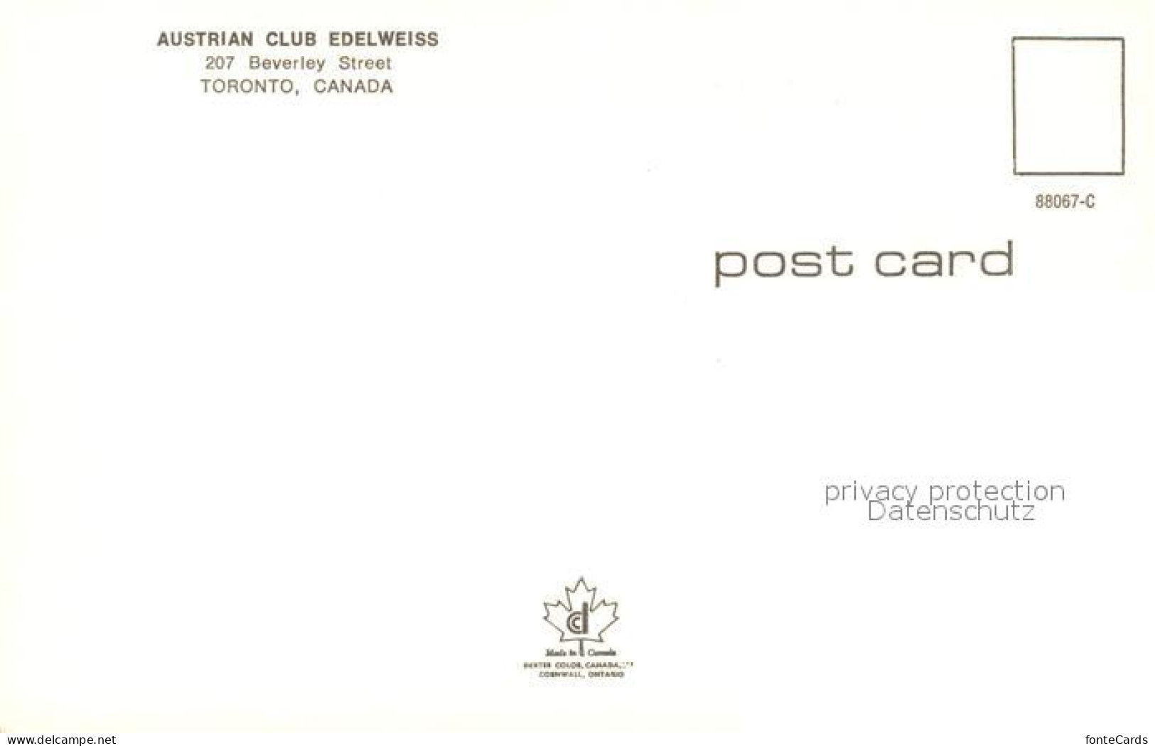 73591201 Toronto Canada Austrian Club Edelweiss Restaurant Toronto Canada - Non Classificati
