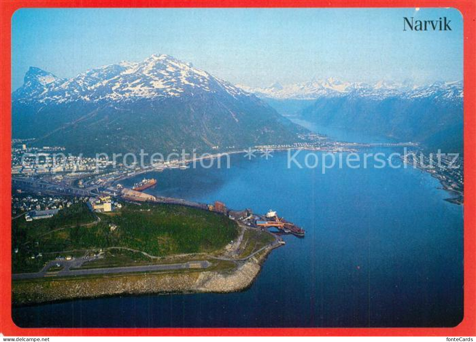 73590273 Narvik Hafen Beisfjordbruecke Halbinsel Berge Fliegeraufnahme Narvik - Norway