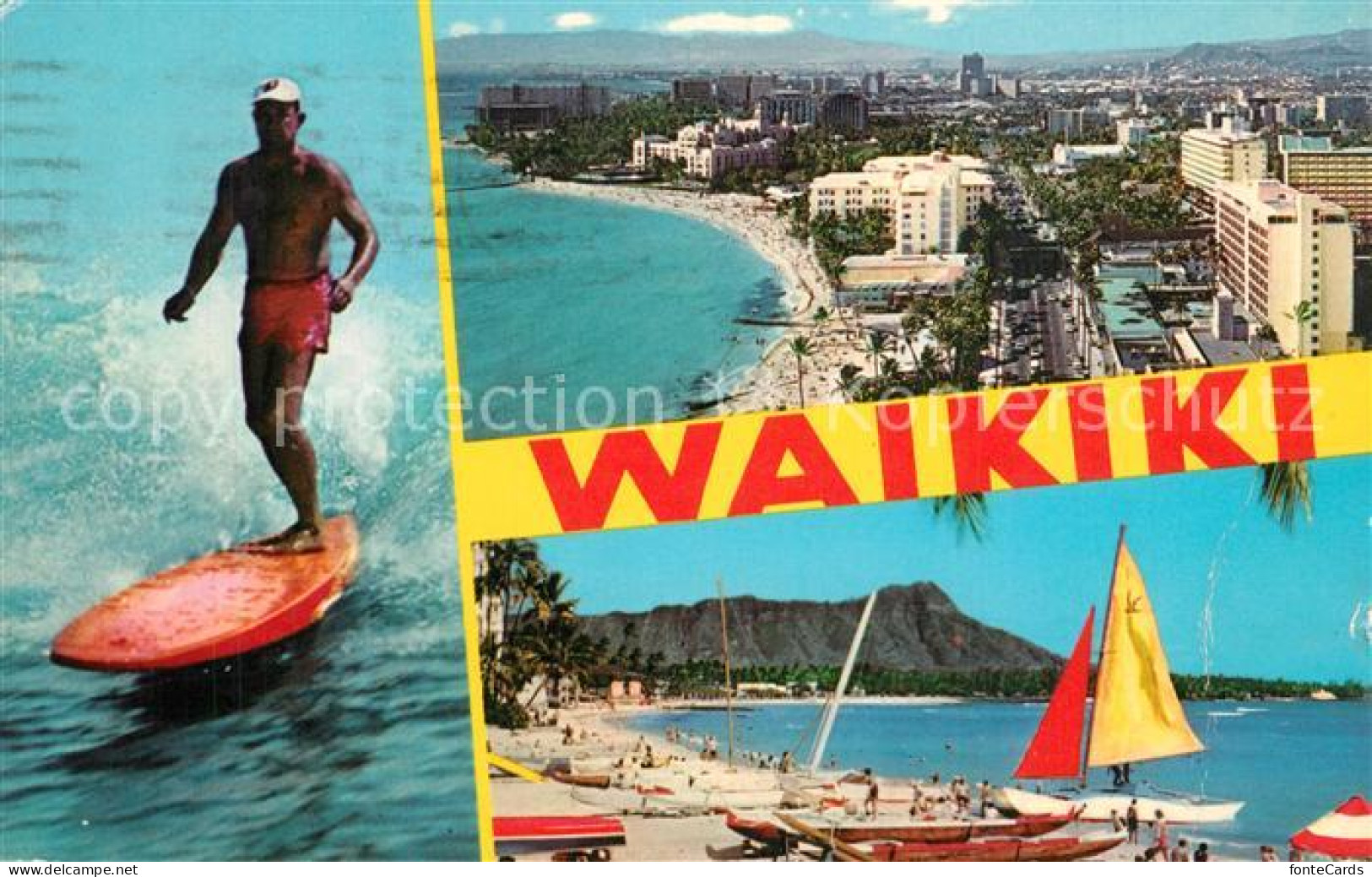 73589946 Waikiki Panorama Strand Surfen Wassersport - Autres & Non Classés