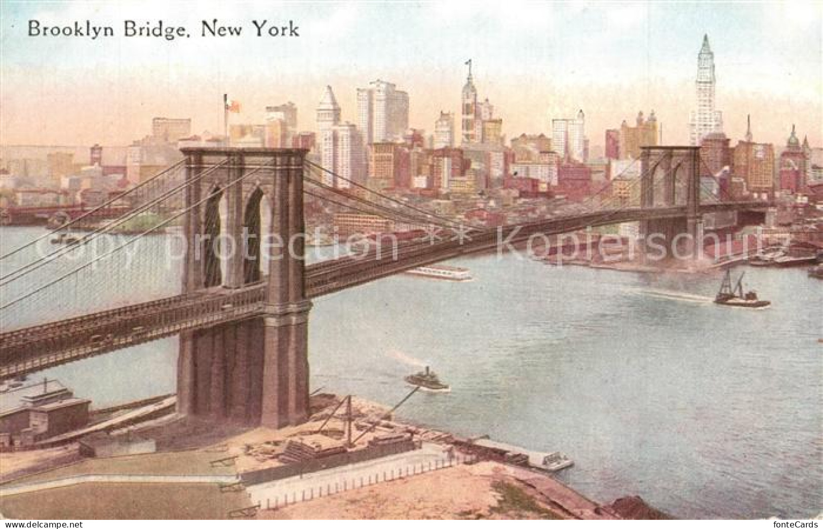 73588828 New_York_City Brooklyn Bridge Illustration - Sonstige & Ohne Zuordnung