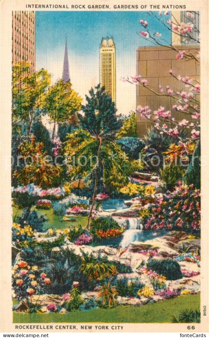 73588810 New_York_City Rockefeller Center Garden Illustration - Other & Unclassified