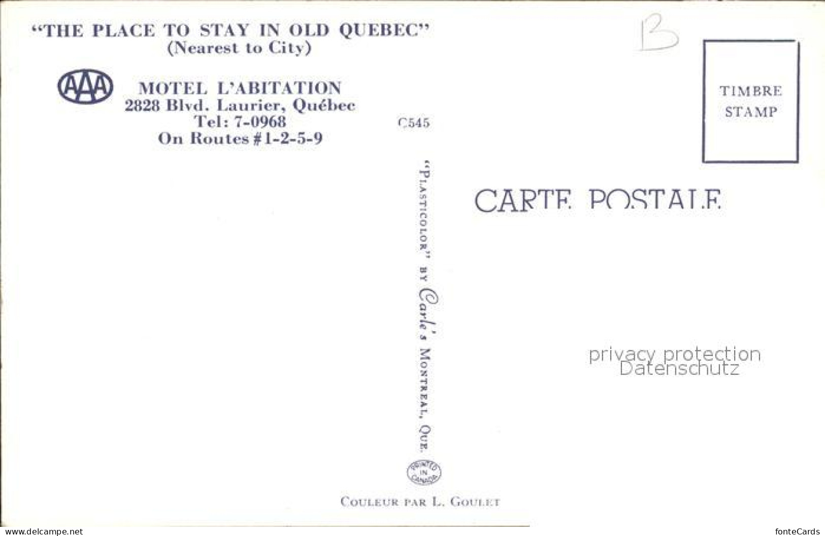 72167428 Quebec Motel L'Abitation Quebec - Zonder Classificatie