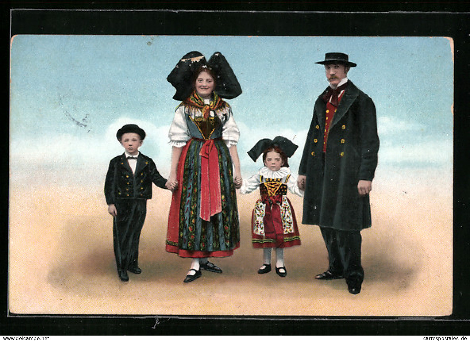 AK Elsässer Familie In Tracht  - Costumes