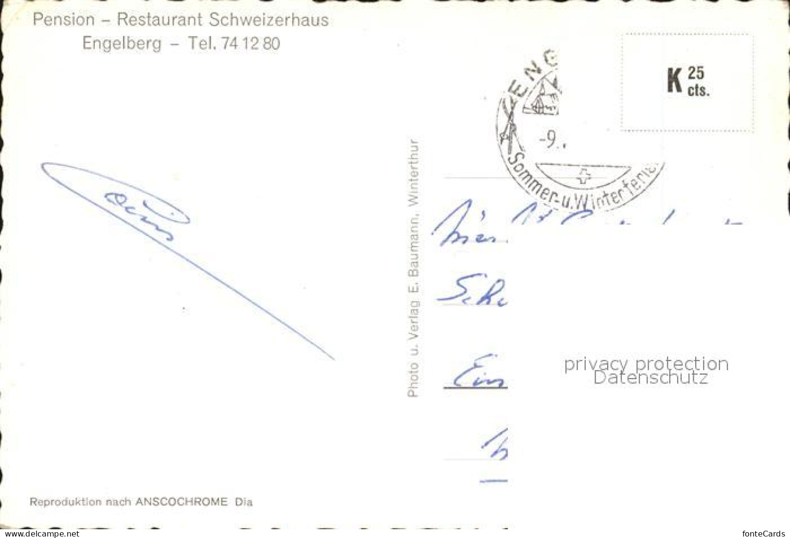 12469580 Engelberg OW Pension Restaurant Schweizerhaus Engelberg - Andere & Zonder Classificatie