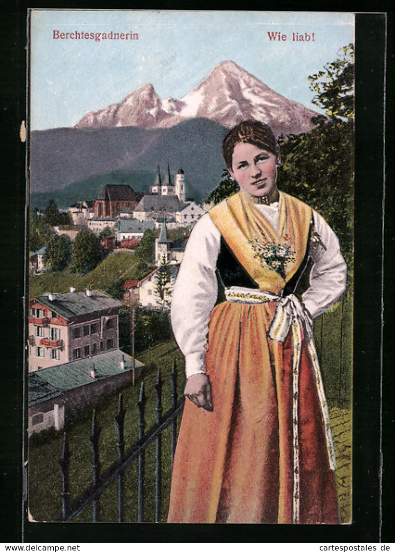 Künstler-AK Berchtesgadnerin In Tracht  - Costumes