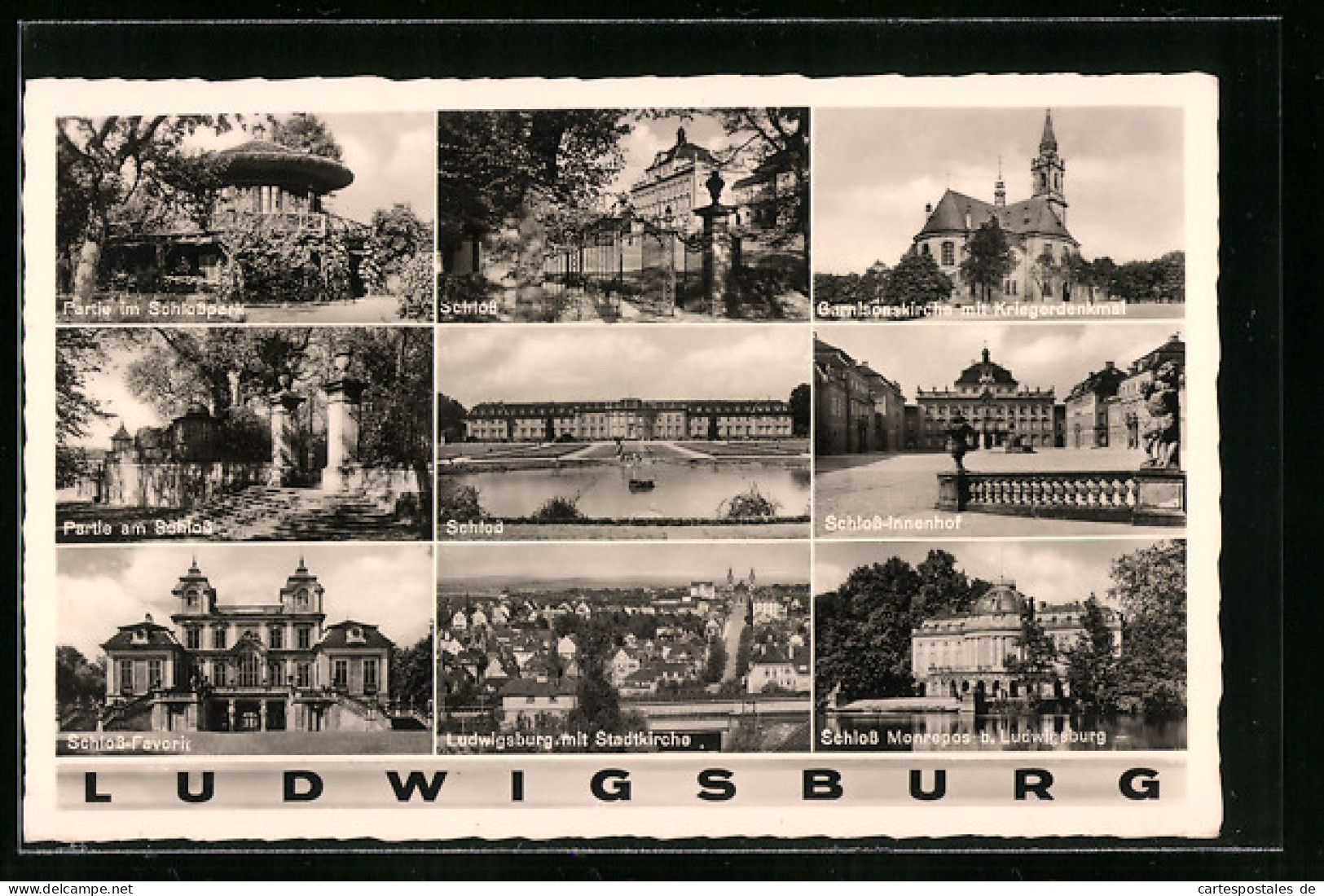 AK Ludwigsburg, Garnisonskirche Mit Kriegerdenkmal, Schloss Favorit  - Ludwigsburg