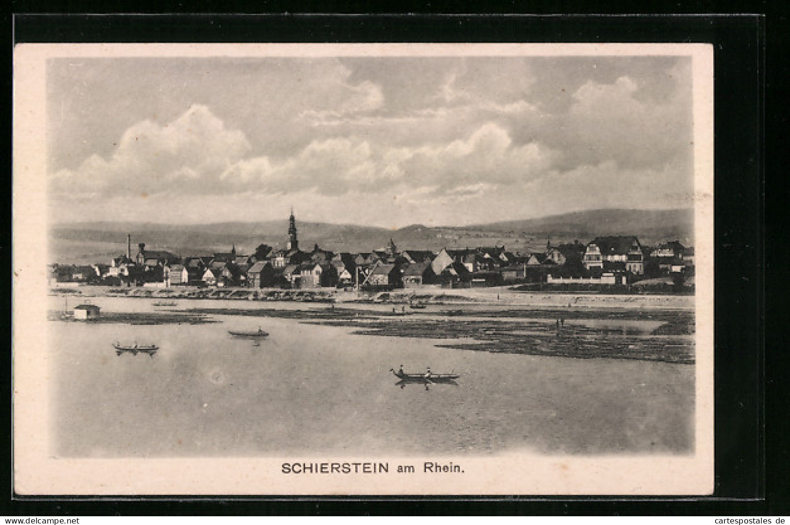 AK Schierstein Am Rhein, Ortspanorama Vom Wasser Aus  - Autres & Non Classés