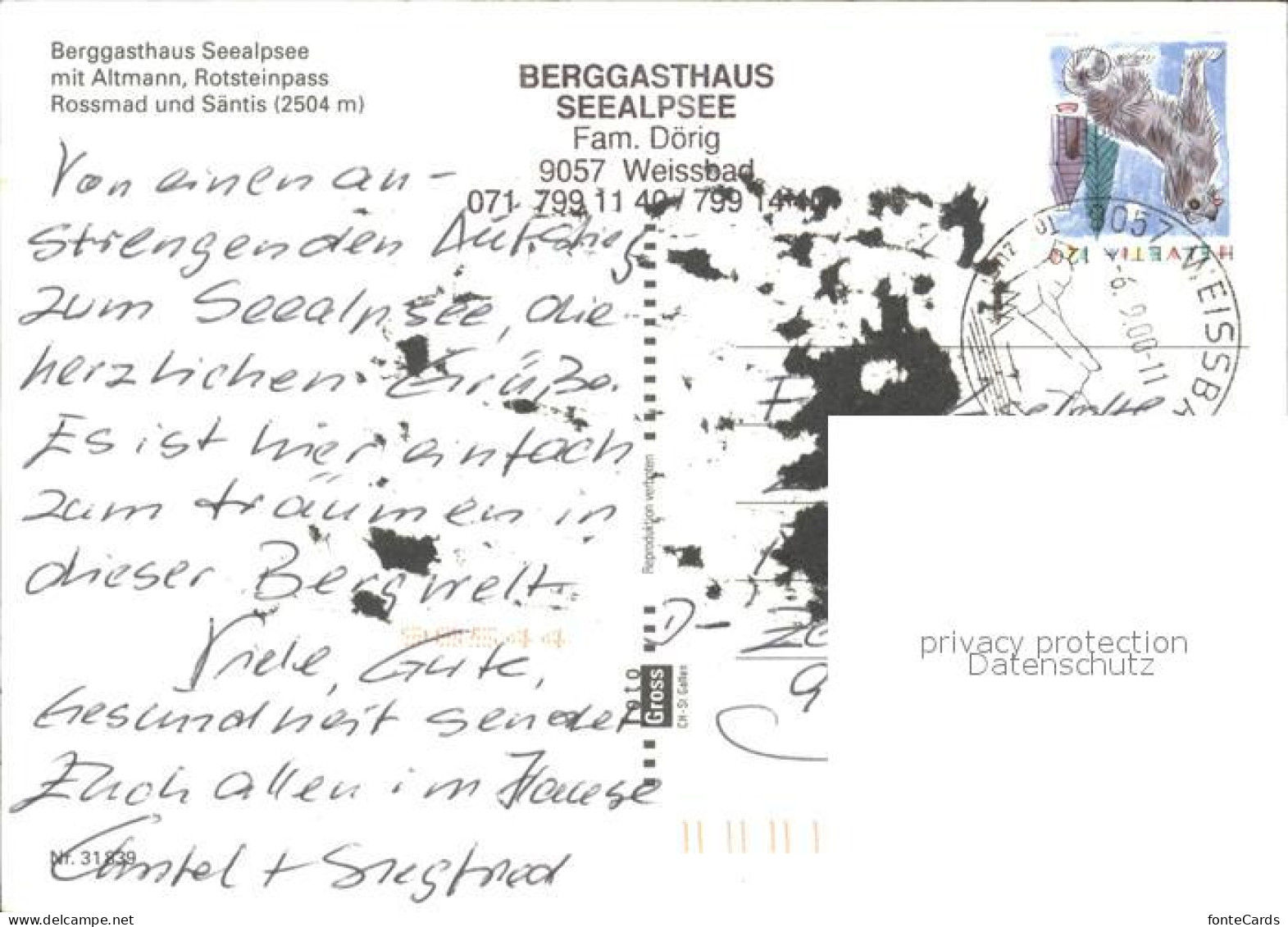 12467164 Weissbad Berggasthaus Seealpsee Mit Altmann Rotsteinpass Rossmad Saenti - Other & Unclassified