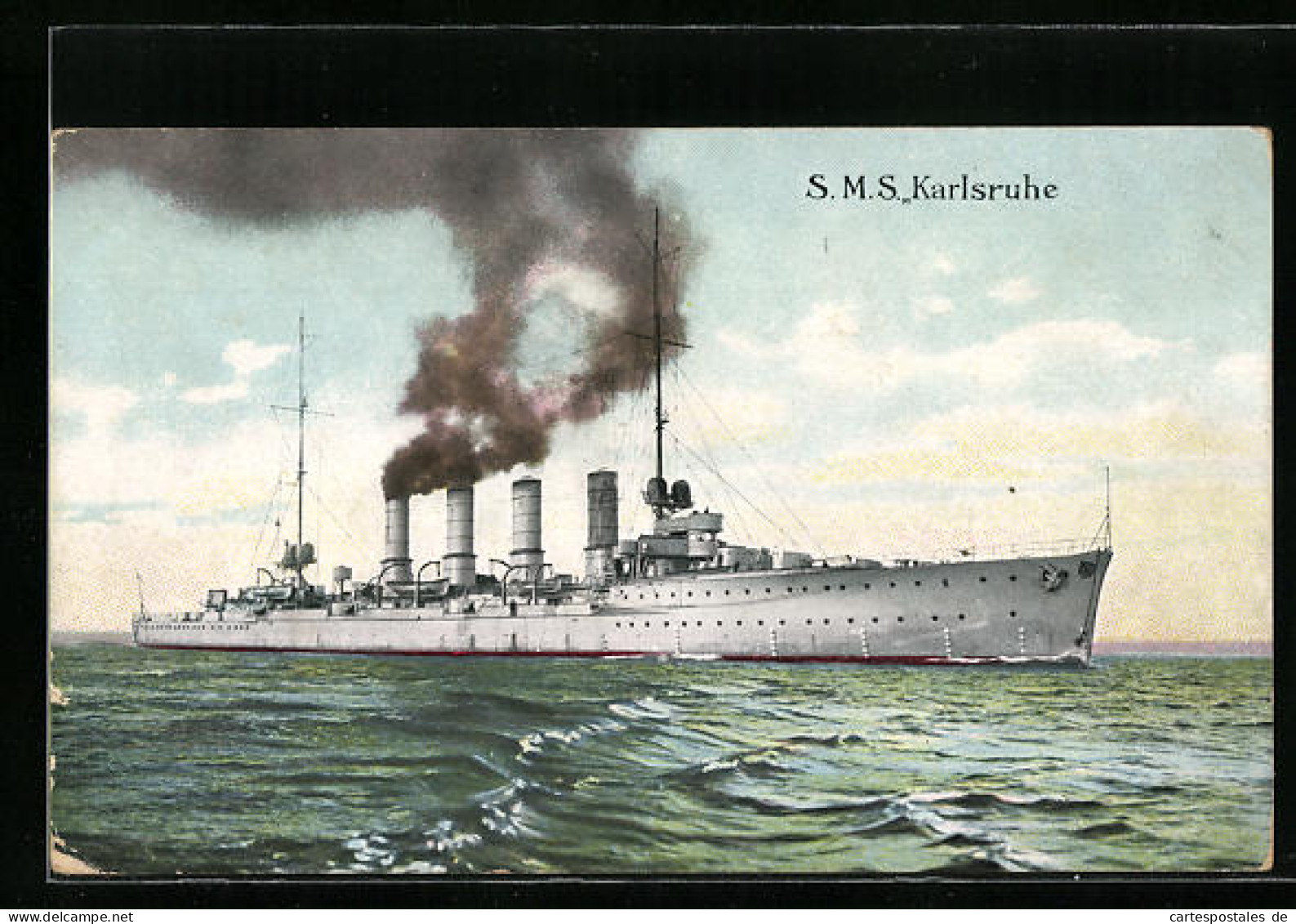 AK SMS Kriegsschiff Karlsruhe Bei Leichtem Wellengang  - Guerra