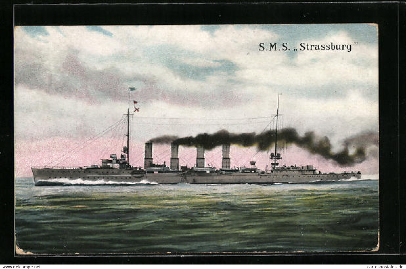 AK SMS Kriegsschiff Strassburg Auf Hoher See  - Oorlog