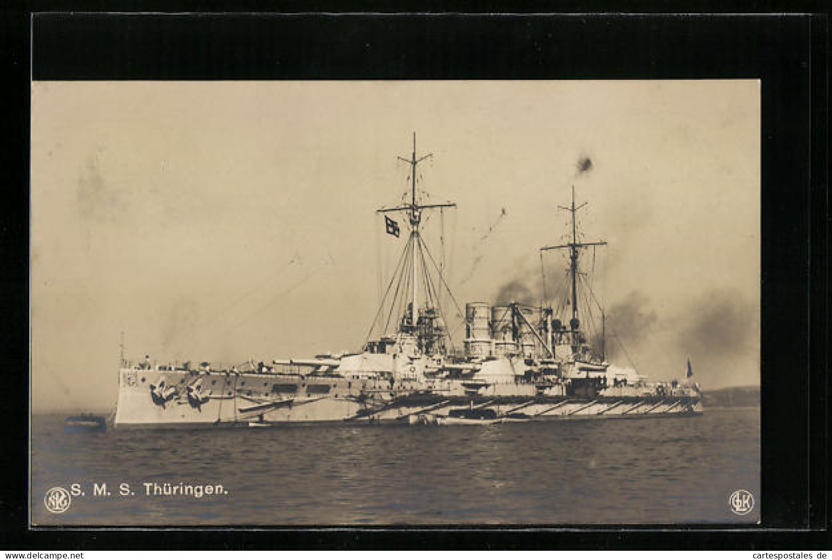 AK SMS Kriegsschiff Thüringen Heizt Die Kessel An  - Krieg