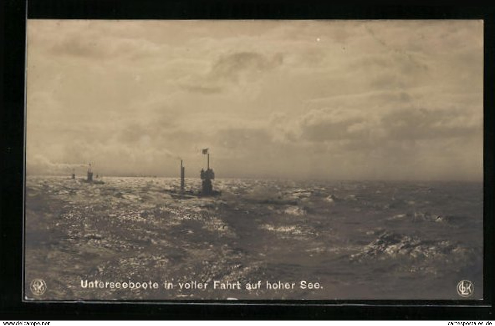 AK U-Boote In Voller Fahrt Auf Hoher See  - Guerre