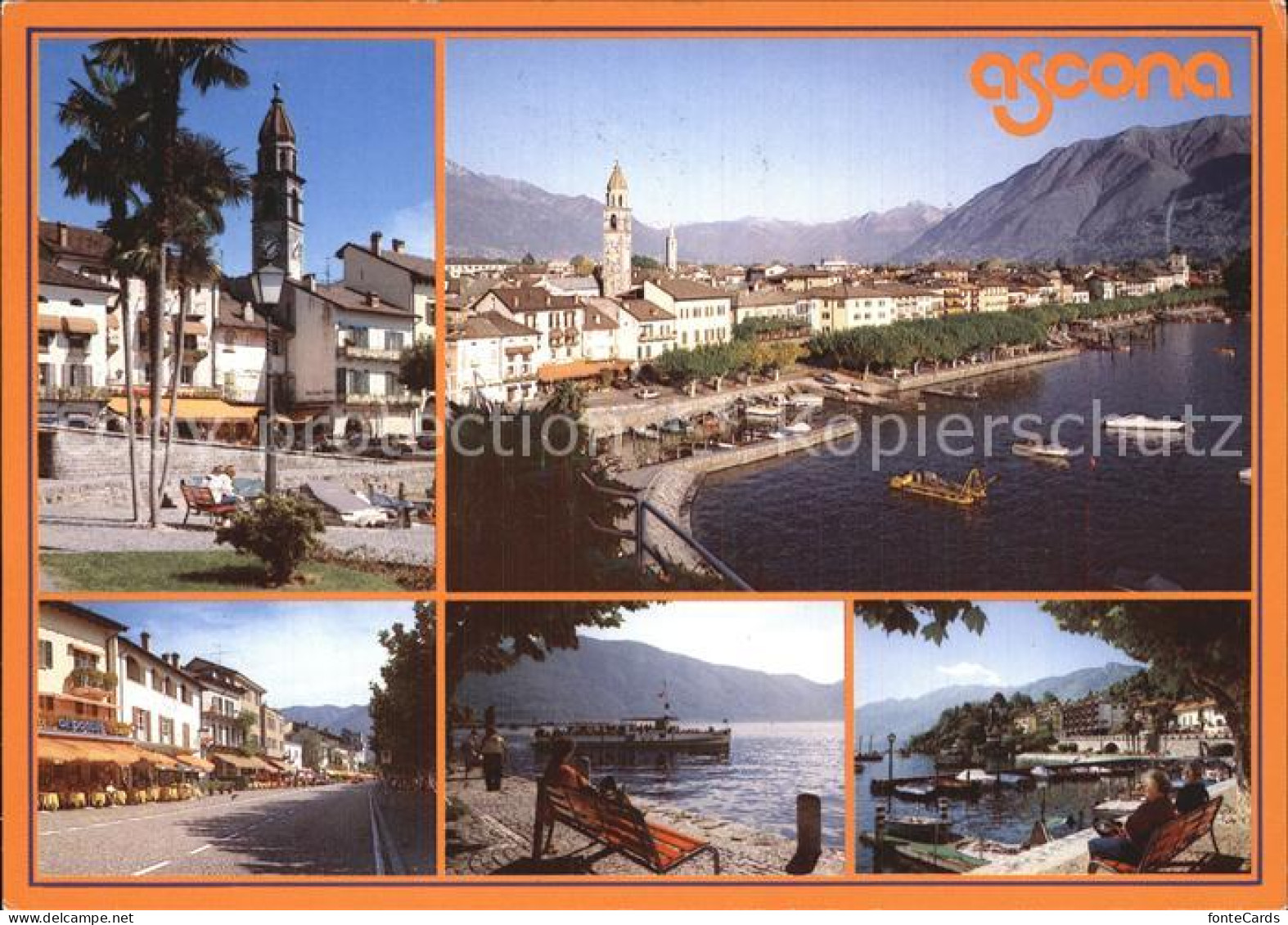 12467142 Ascona TI Ortspartie An Der Kirche Strassenpartie Uferpromenade Alpenpa - Sonstige & Ohne Zuordnung