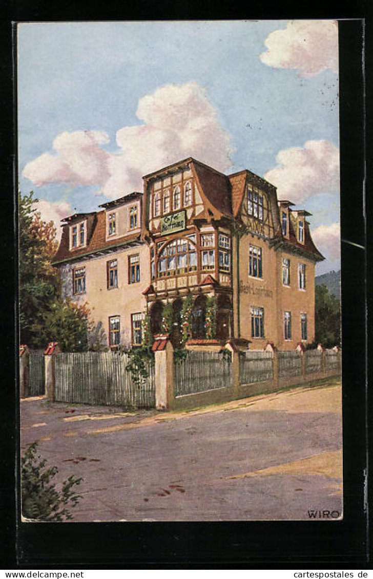 Künstler-AK Bad Georgenthal I. Thür., Kaffee, Gasthaus Hartmann  - Georgenthal