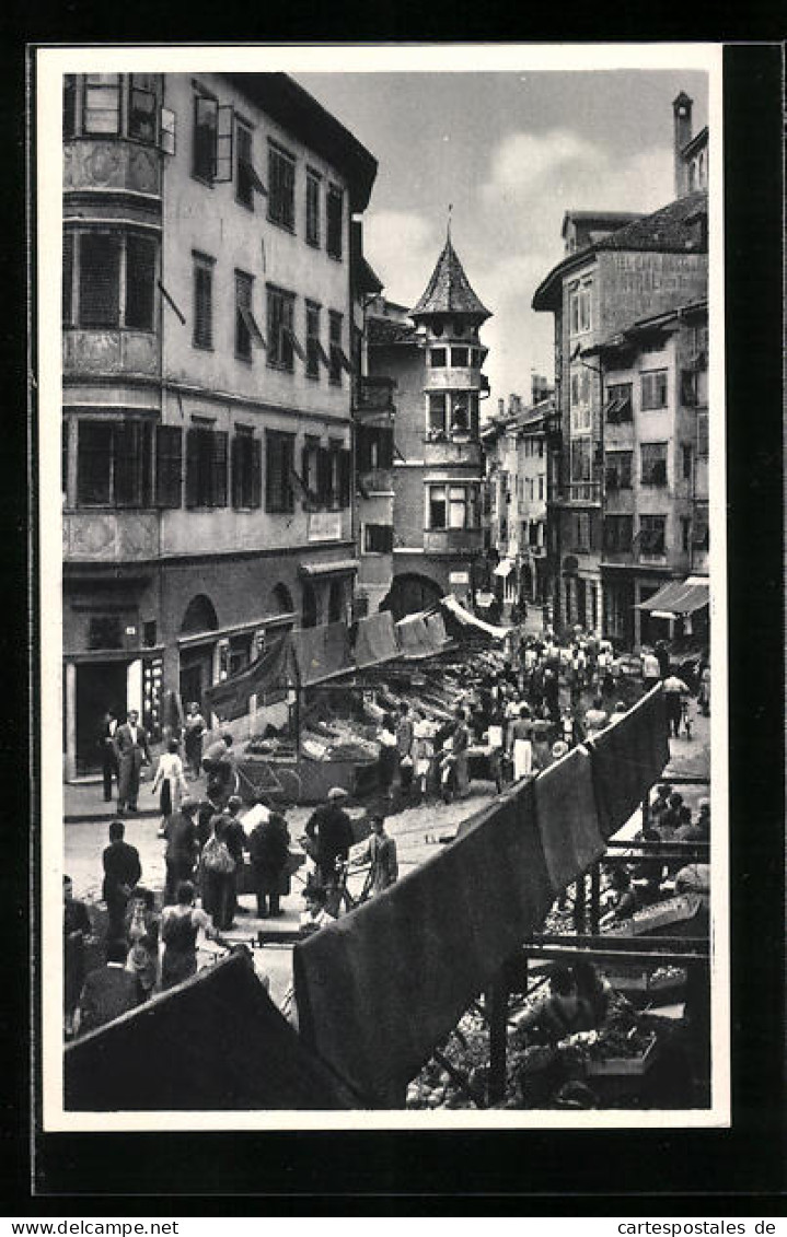 Cartolina Bozen, Buntes Treiben Auf Dem Obstmarkt  - Bolzano