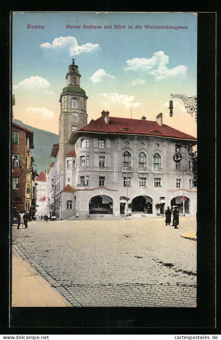 Cartolina Bozen, Neues Rathaus Mit Blick In Die Weintraubengasse  - Bolzano (Bozen)