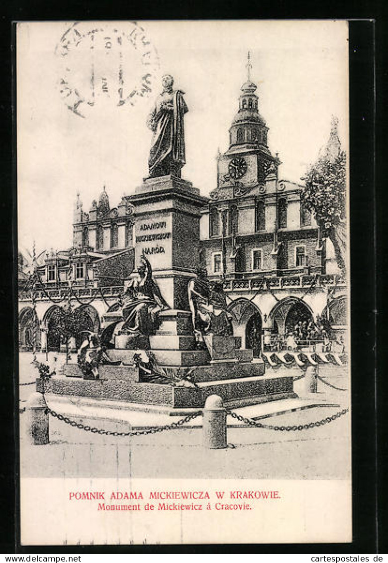 AK Krakow, Monument De Mickiewicz  - Polen