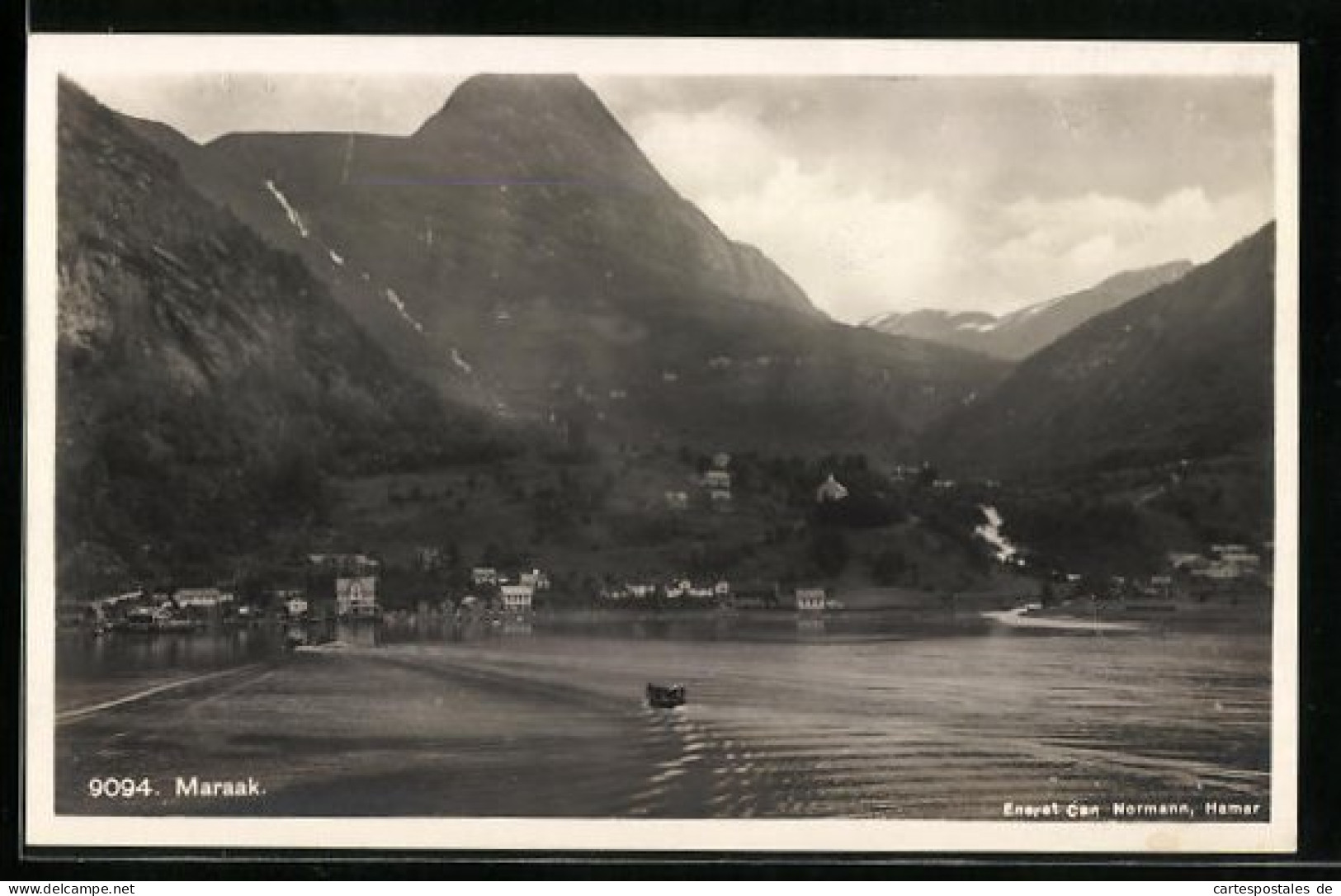 AK Maraak, Ortspanorama Mit Bergen Und Wasserfall  - Norway
