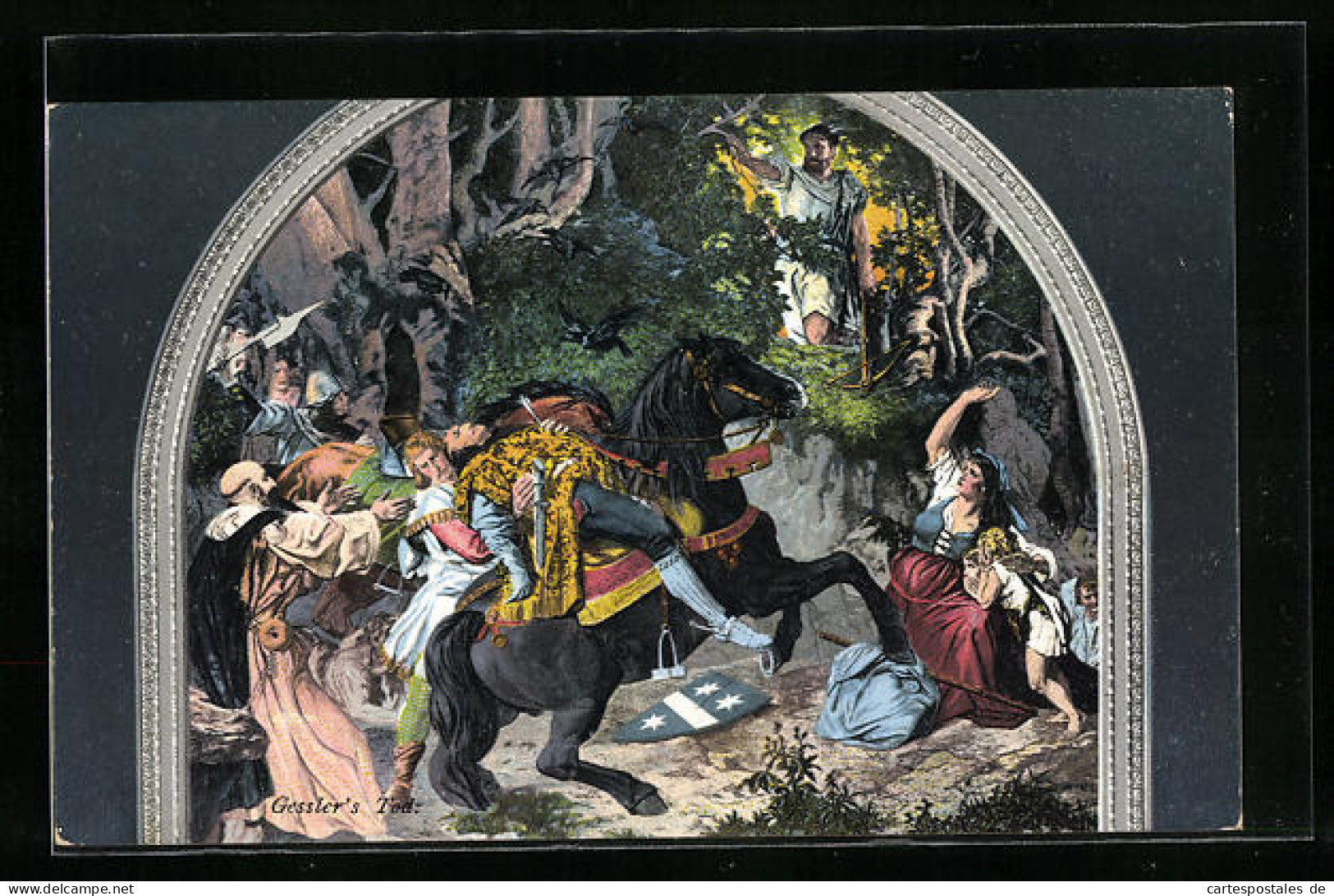 Künstler-AK Gessler`s Tod, Wilhelm Tell  - Fairy Tales, Popular Stories & Legends
