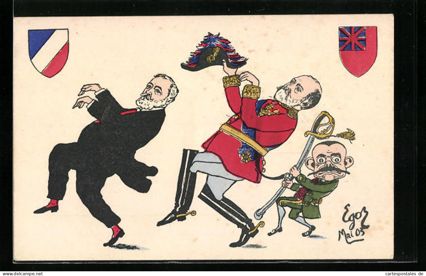 Artist's Pc Karikatur Präsident Loubet Von Frankreich Und Edward VII. Von England  - Familles Royales
