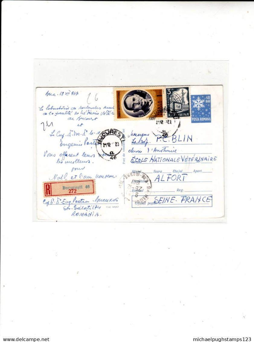 Romania / Stationery / Registered Postcards / France - Autres & Non Classés