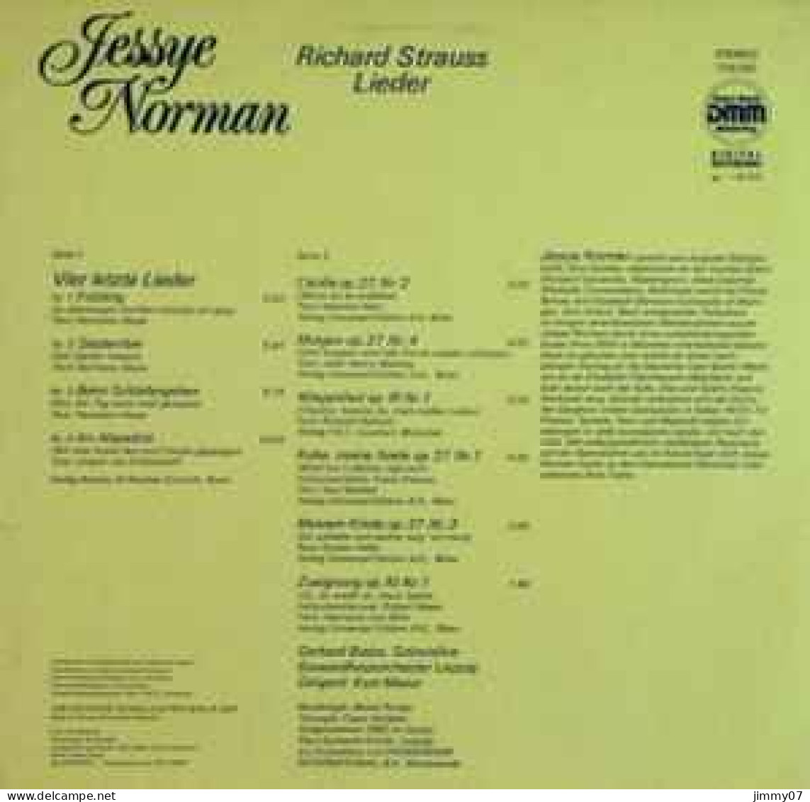 Jessye Norman, Gewandhausorchester Leipzig, Kurt Masur - Richard Strauss - Richard Strauss Lieder (LP, RE, Big) - Classical