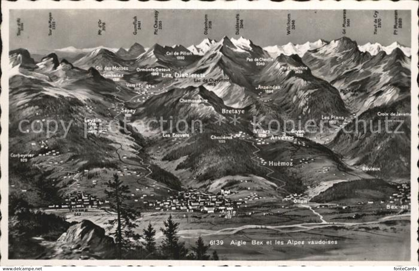 12459153 Les Diablerets Panoramakarte Les Diablerets - Sonstige & Ohne Zuordnung