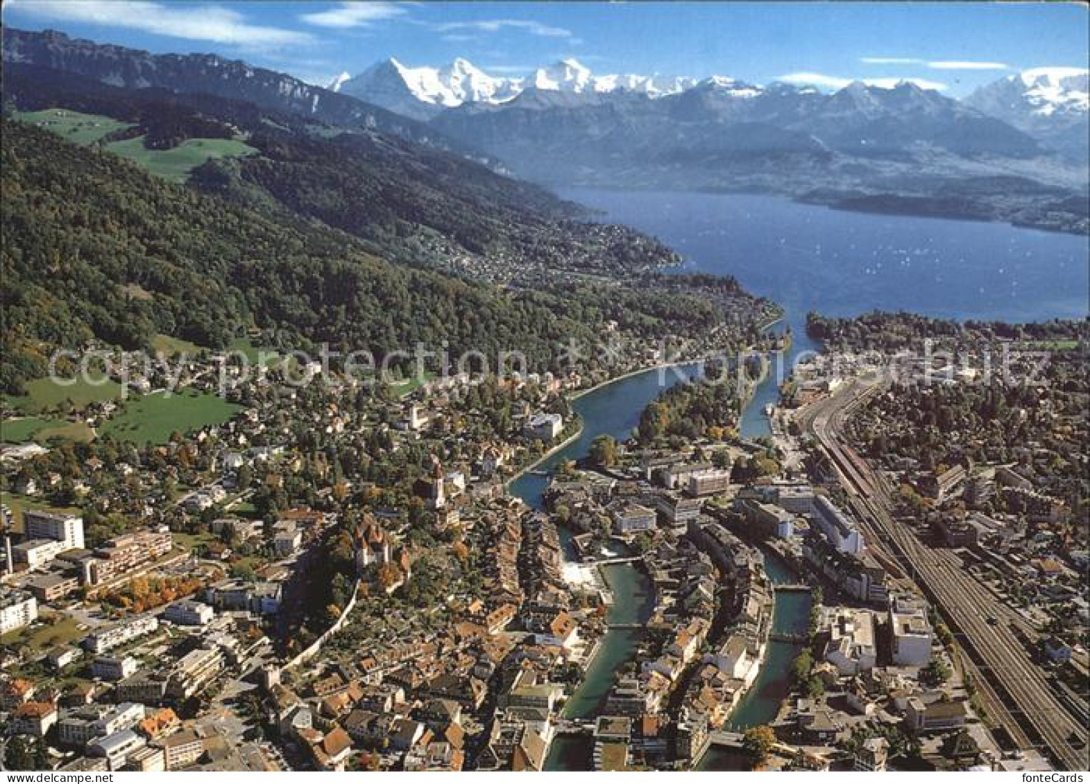 12458830 Thun BE Thuner See Mit Eiger Moench Und Jungfrau Berner Alpen Fliegerau - Andere & Zonder Classificatie