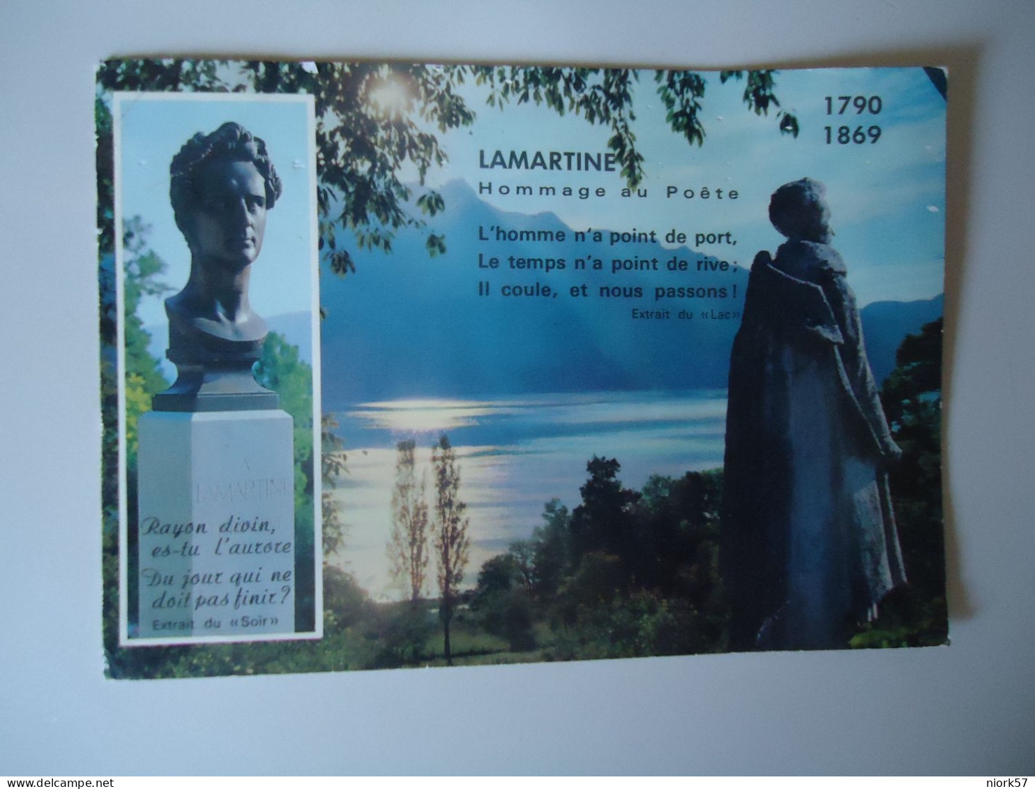 FRANCE  POSTCARDS  AIX-LES-BAINS  1979 STATUE LAMARTINE     FOR MORE PURCHASES 10% DISCOUNT - Autres & Non Classés