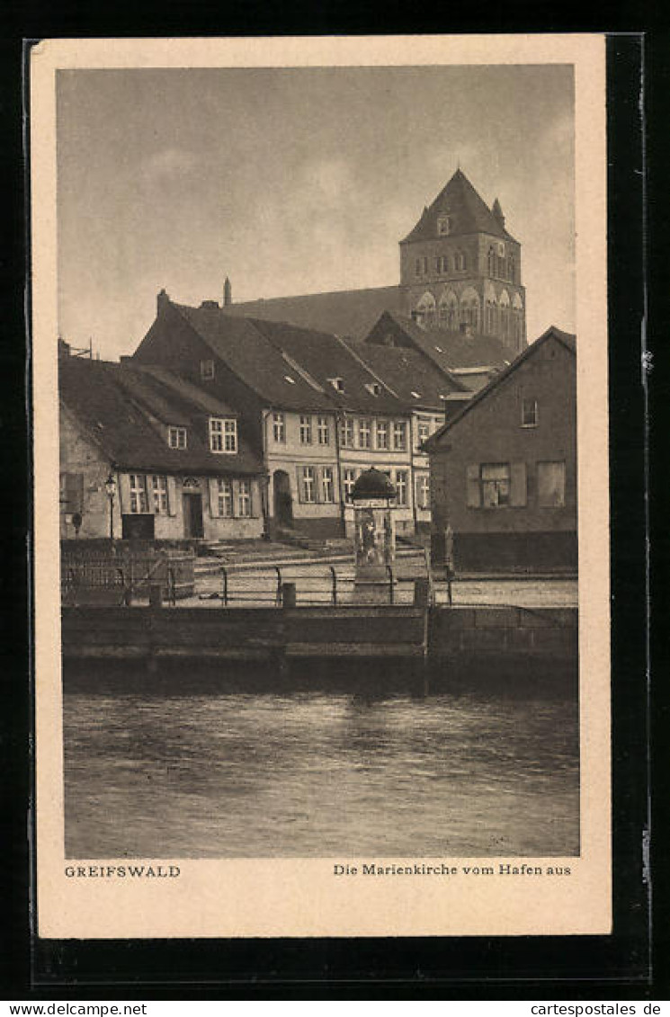 AK Greifswald, Die Marienkirche Vom Hafen Aus  - Greifswald