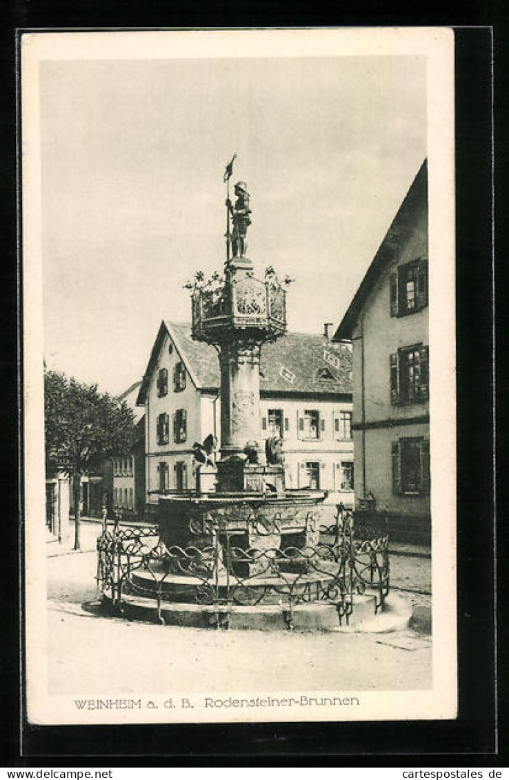 AK Weinheim A. D. B., Partie Am Rodensfeiner-Brunnen  - Weinheim