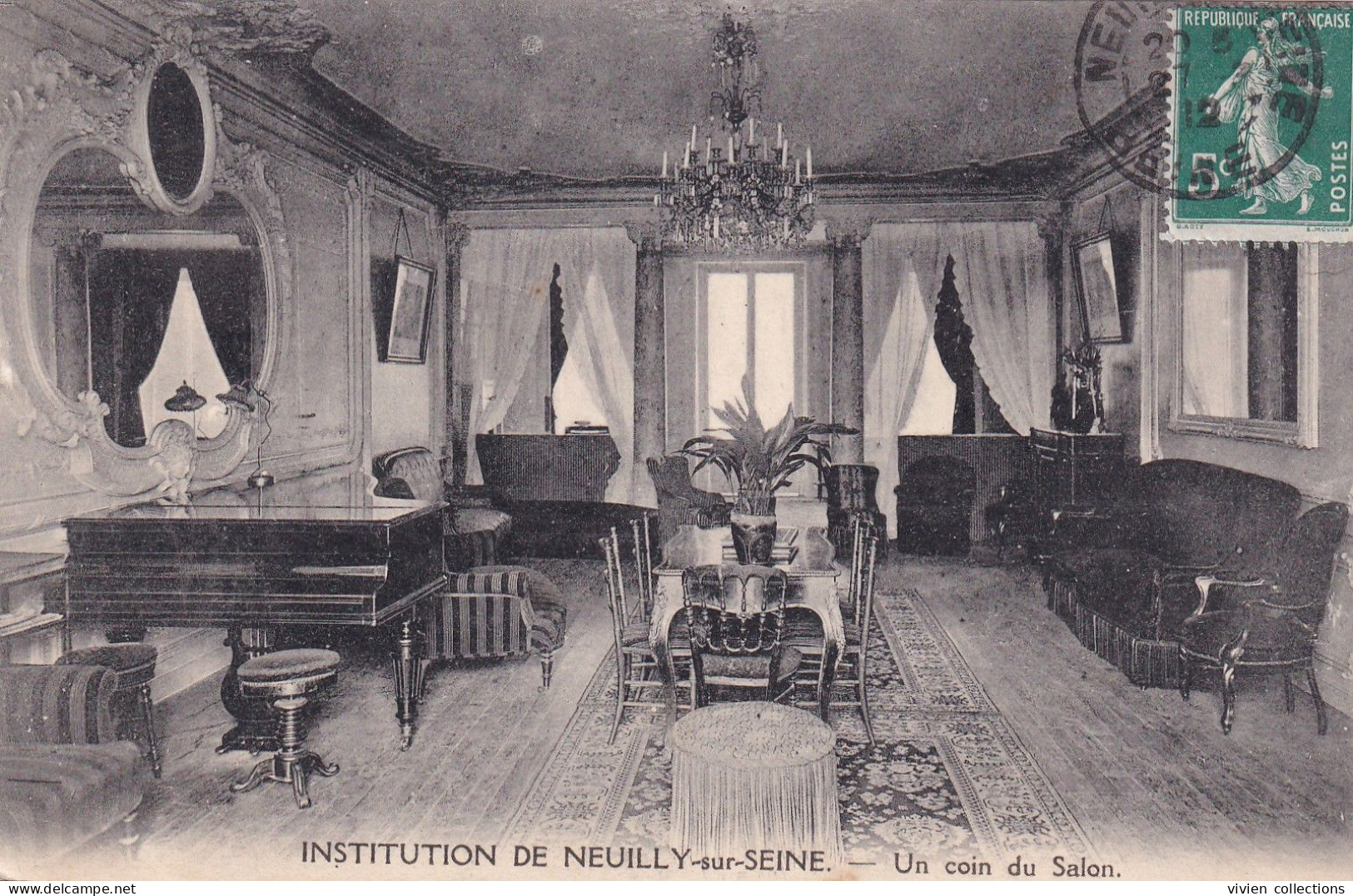 Neuilly Sur Seine (92 Hauts De Seine) Institution Un Coin Du Salon Circulée 1912 - Neuilly Sur Seine