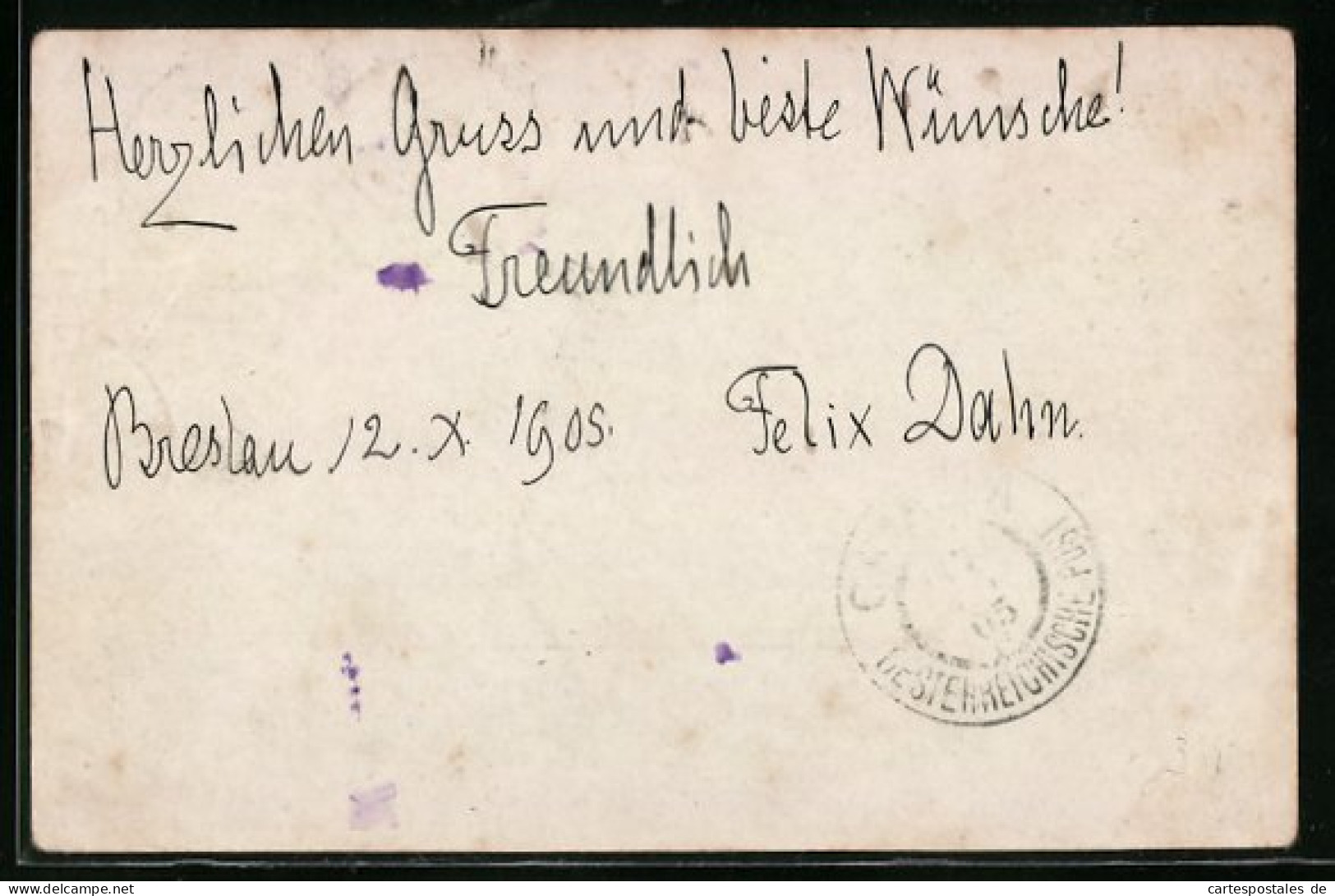 AK Grüsse Des Dichters Felix Dahn Aus Breslau, Original Autograph  - Schriftsteller