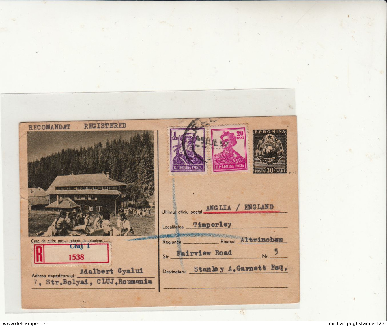 Romania / Illustrated Stationery / Registered Postcards / G.B. - Altri & Non Classificati