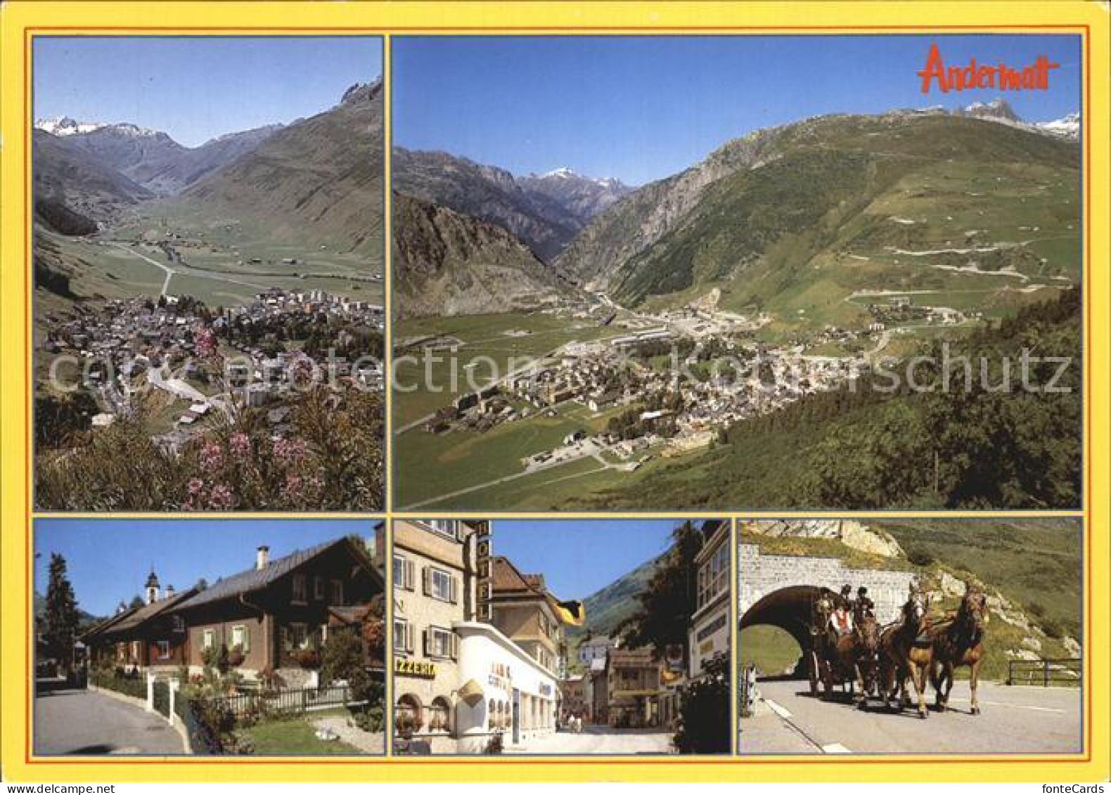 12457872 Andermatt Panorama Pferdewagen Andermatt - Altri & Non Classificati