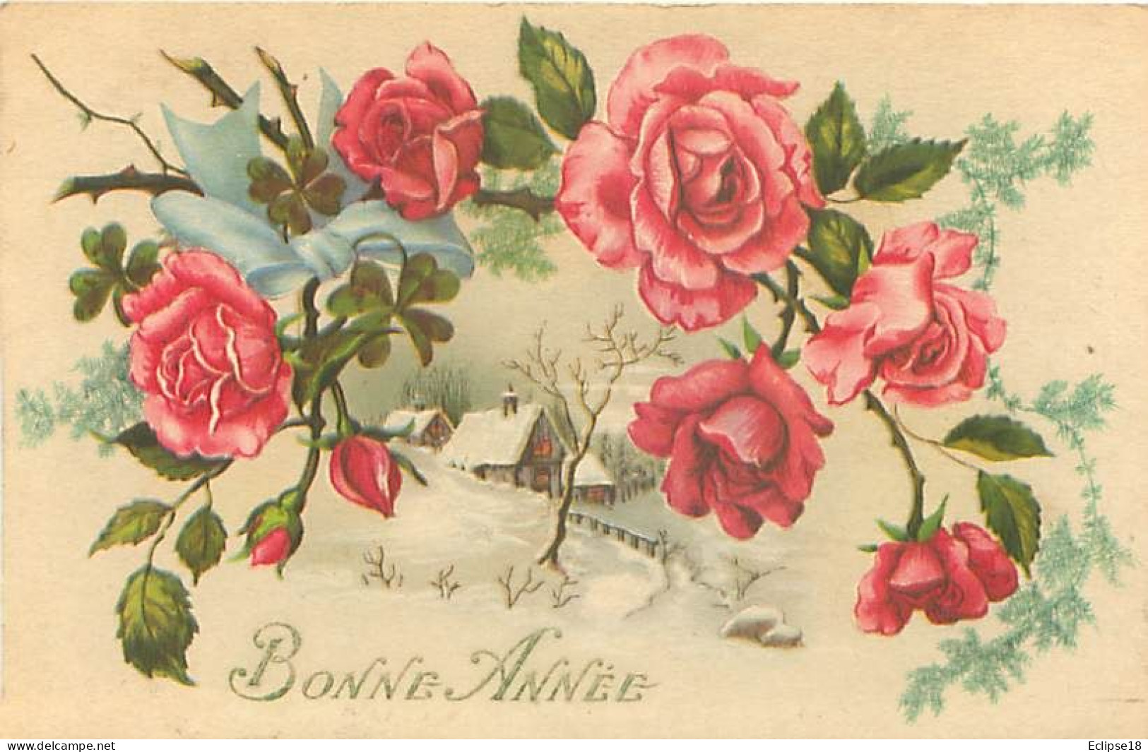 Bonne Année - Paysage Fleurs   Q 2574 - Anno Nuovo