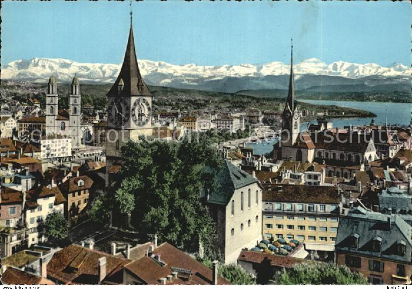 12456874 Zuerich ZH Stadtblick Mit Alpen Zuerich - Andere & Zonder Classificatie