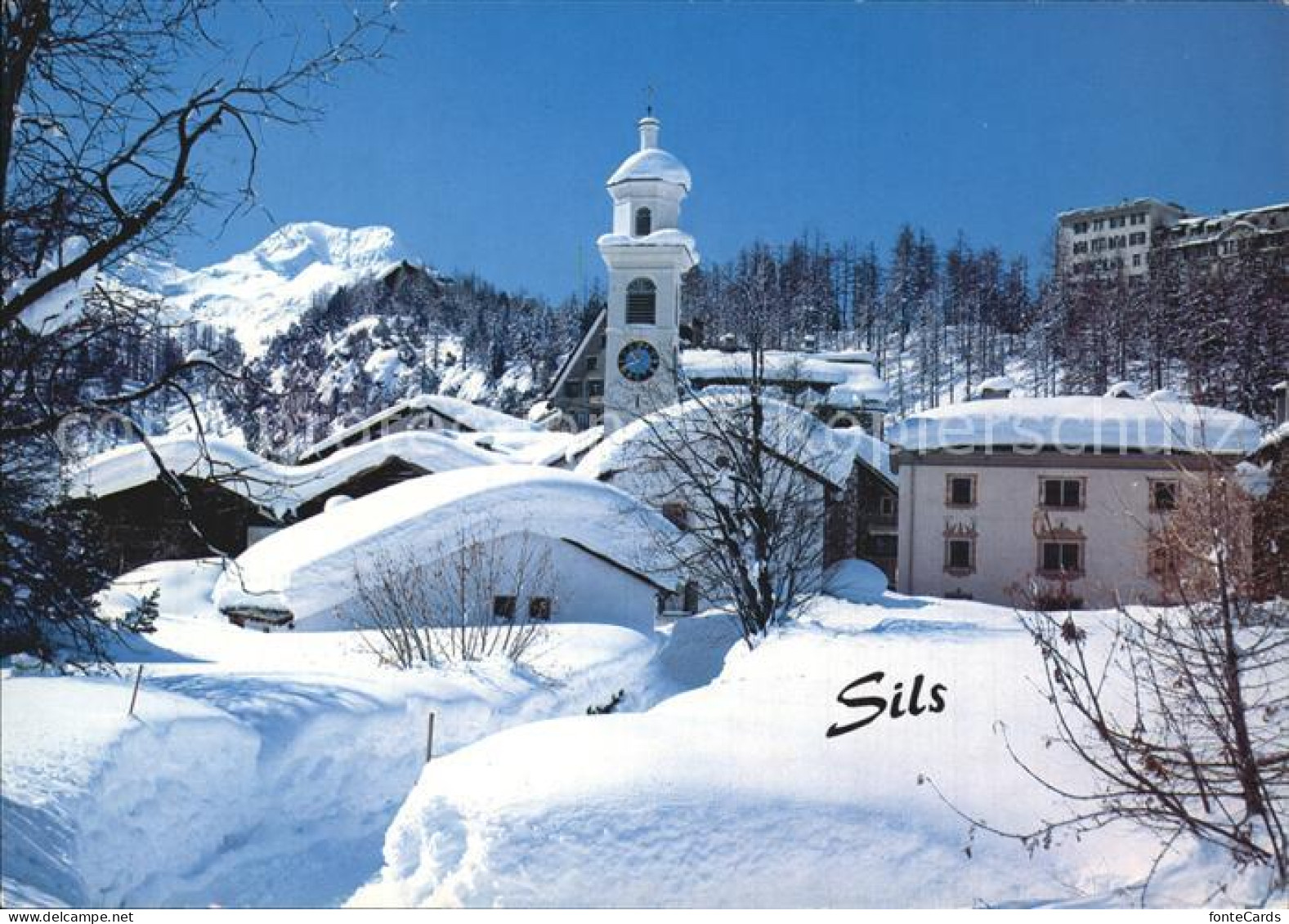 12456808 Sils Maria Graubuenden Dorfpartie Im Winter Sils/Segl Maria - Sonstige & Ohne Zuordnung