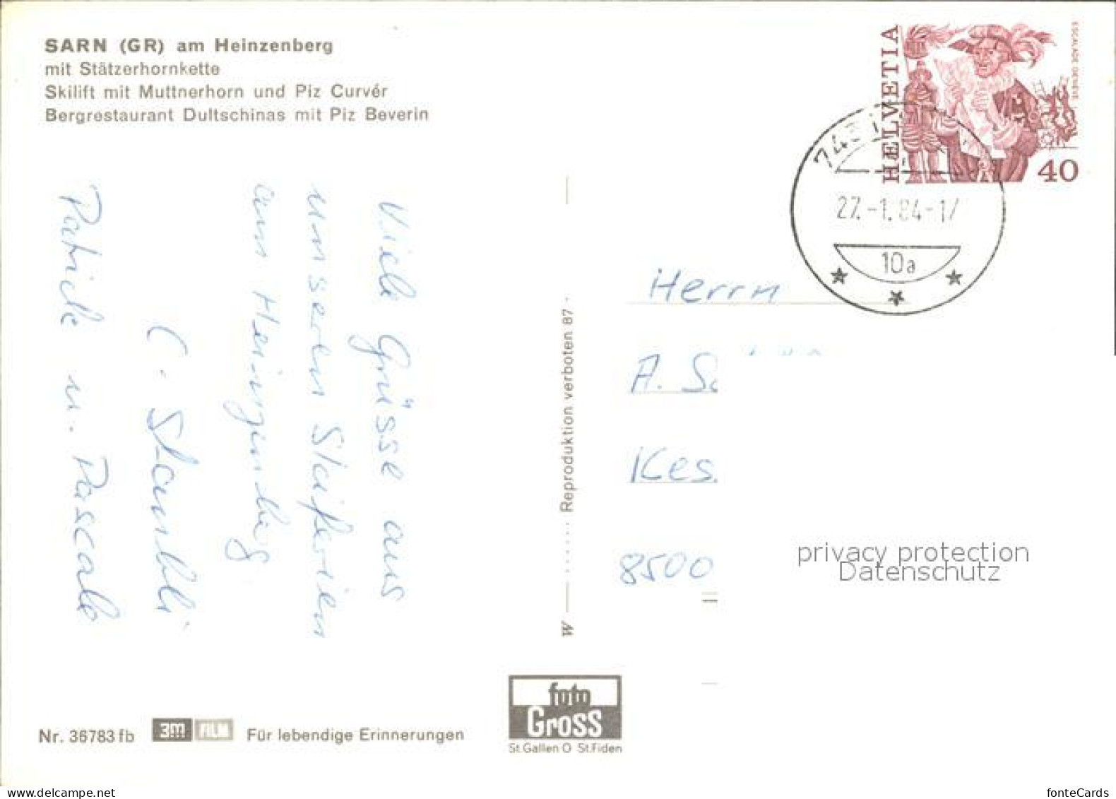 12456791 Sarn Hinterrhein Am Heinzenberg Mit Staetzerhornkette Skilift Bergresta - Autres & Non Classés
