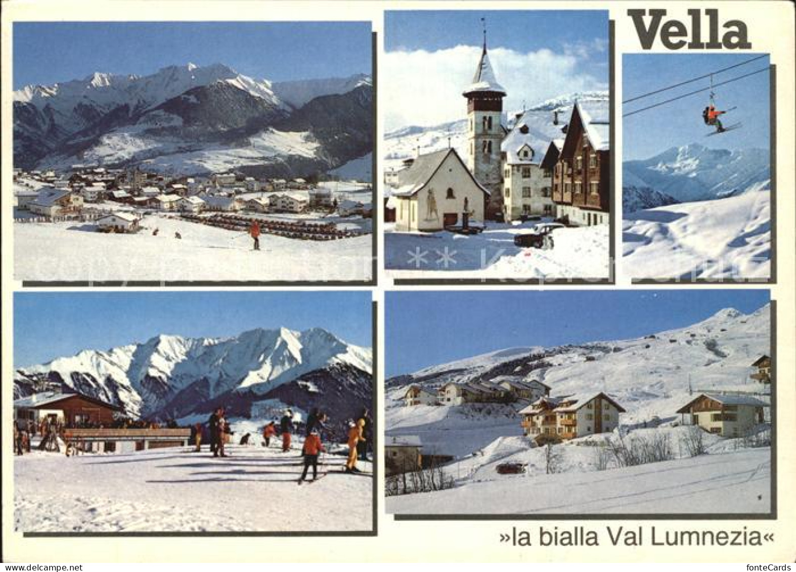 12456142 Vella Total Kirche Skilift Dorfblick Vella - Autres & Non Classés